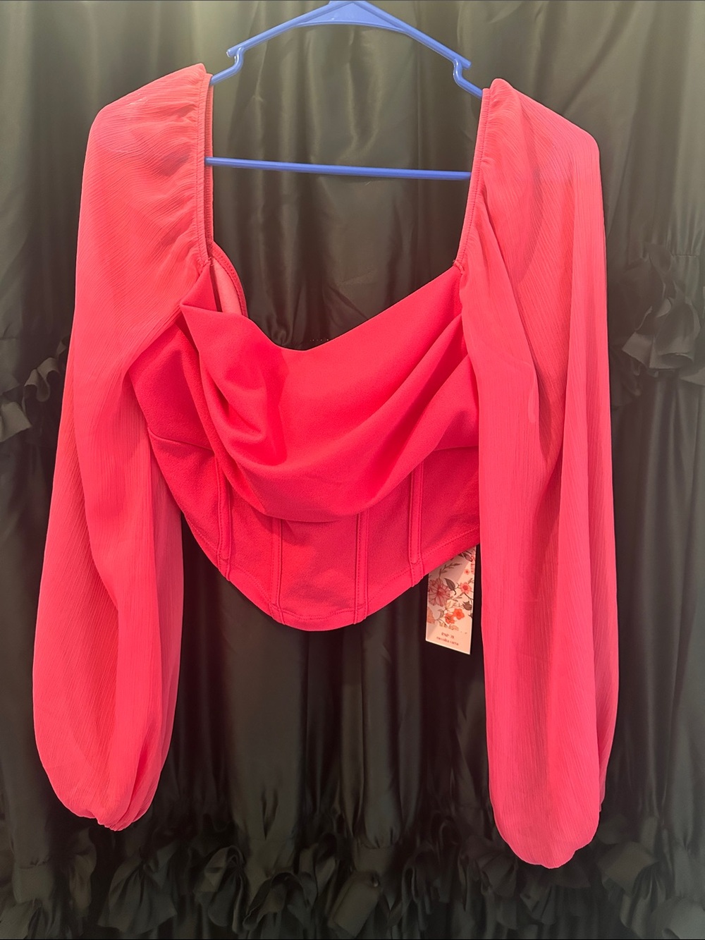 SHEIN Hot Pink Off-Shoulder Draped Corset Blouse